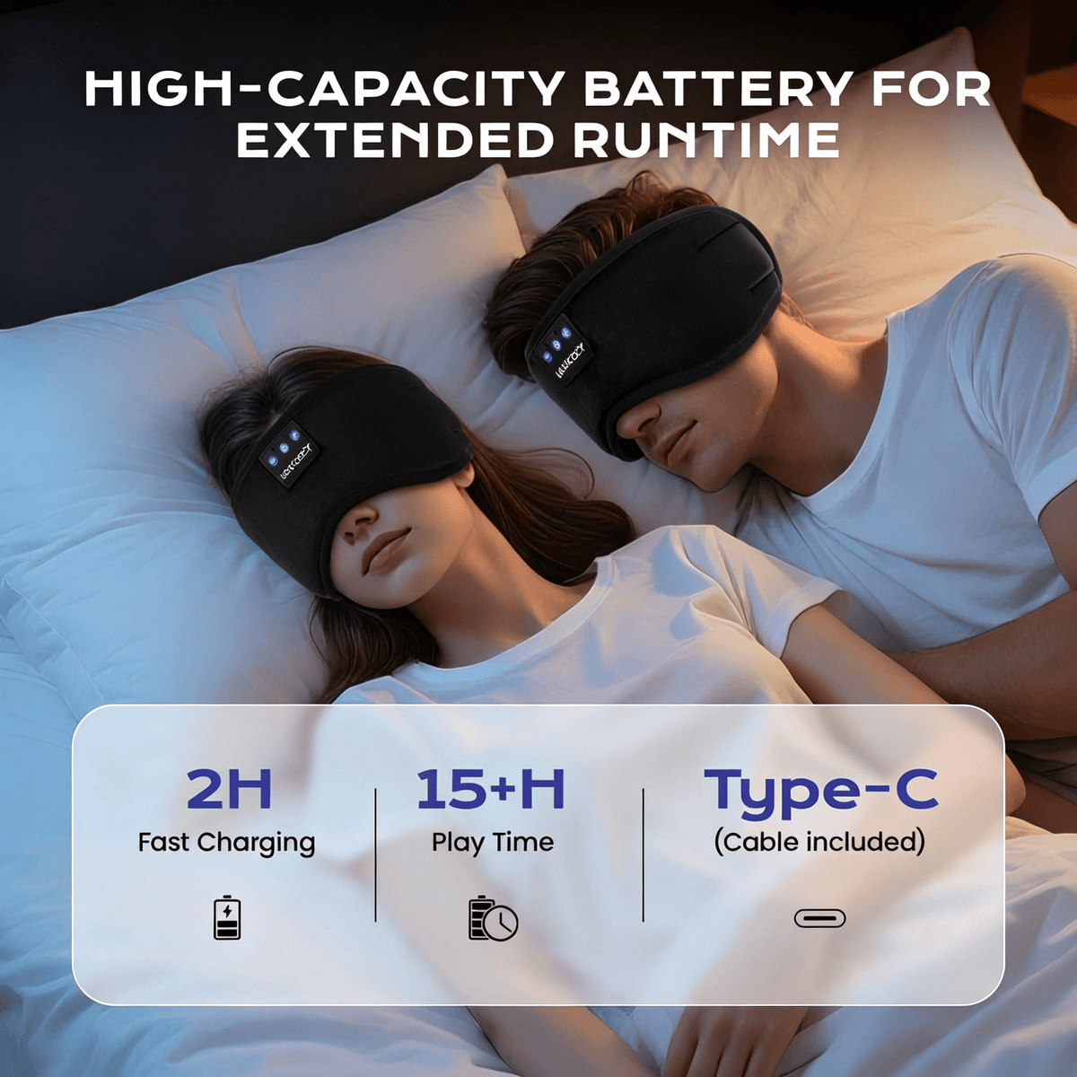 MUSICOZY Sleep Headphones Bluetooth 5.4 Headband Sleeping Eye Mask for Mom Women Men Wireless Music Earbuds Earphones for Side Sleepers Built-in HD Speakers Cool Gadgets Office Travel Meditation Gift