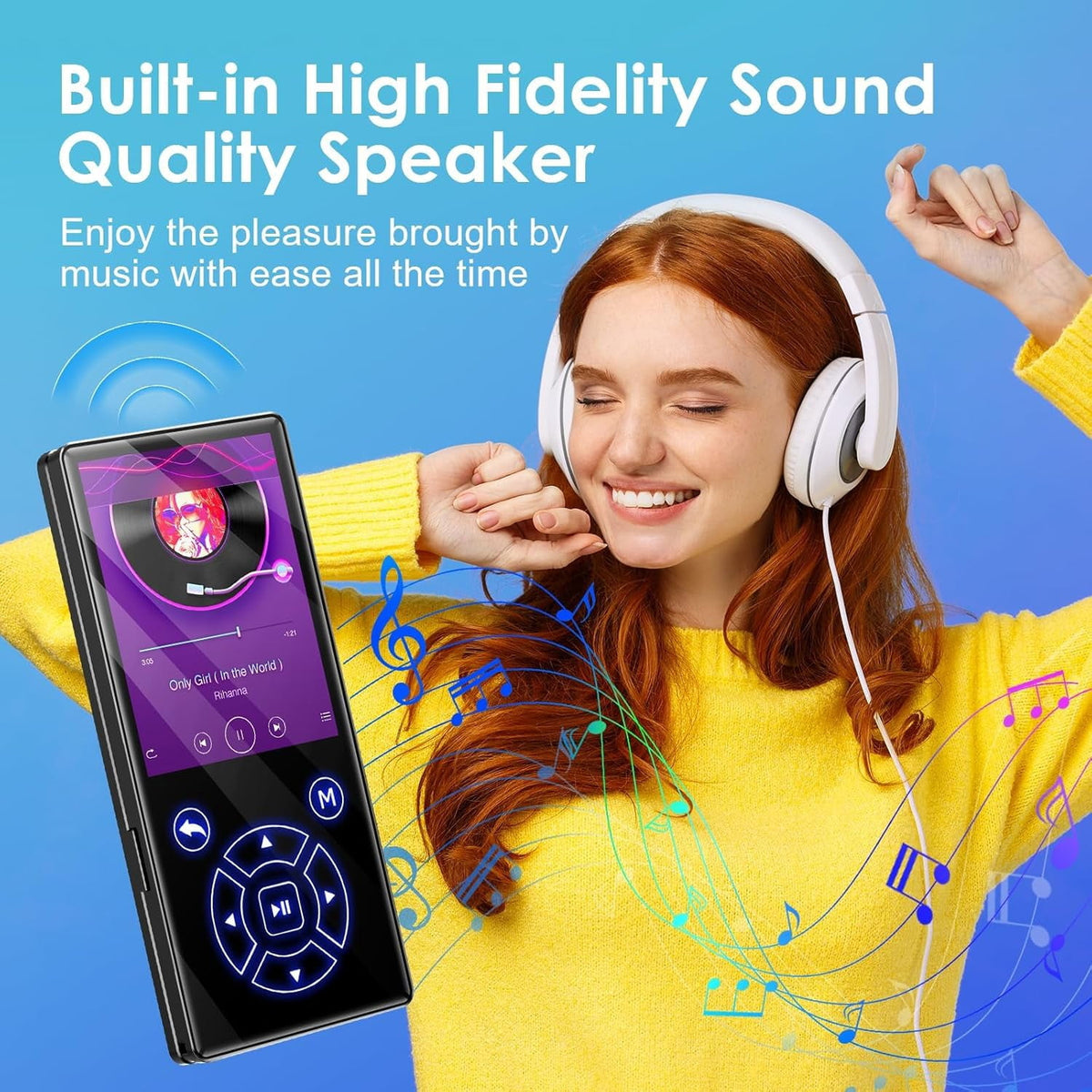 MUSICOZY 32GB MP3 Player Touch Screen Earphone Portable Digital Music Player Lossless HiFi Audio MP3 MP4 Player Support FM Radio/Video/Recorder/E-Book Supports up to 128GB for Studying Running