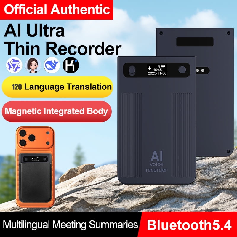 MUSICOZY AI Voice Recorder Note Voice Recorder Transcribe&Summarize AI Noise Cancellation Technology Supports 120 Languages 64GB Memory APP Control Audio Recorder for Lectures Meetings Call Dark Gray
