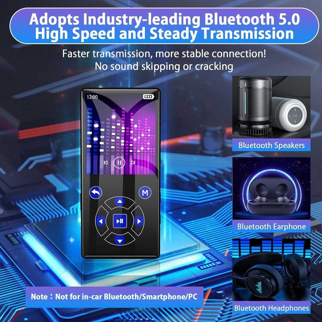 MUSICOZY 64GB MP3 Player Touch Screen Earphone Portable Digital Music Player Lossless HiFi Audio MP3 MP4 Player Support FM Radio/Video/Recorder/E-Book Supports up to 128GB for Studying Running