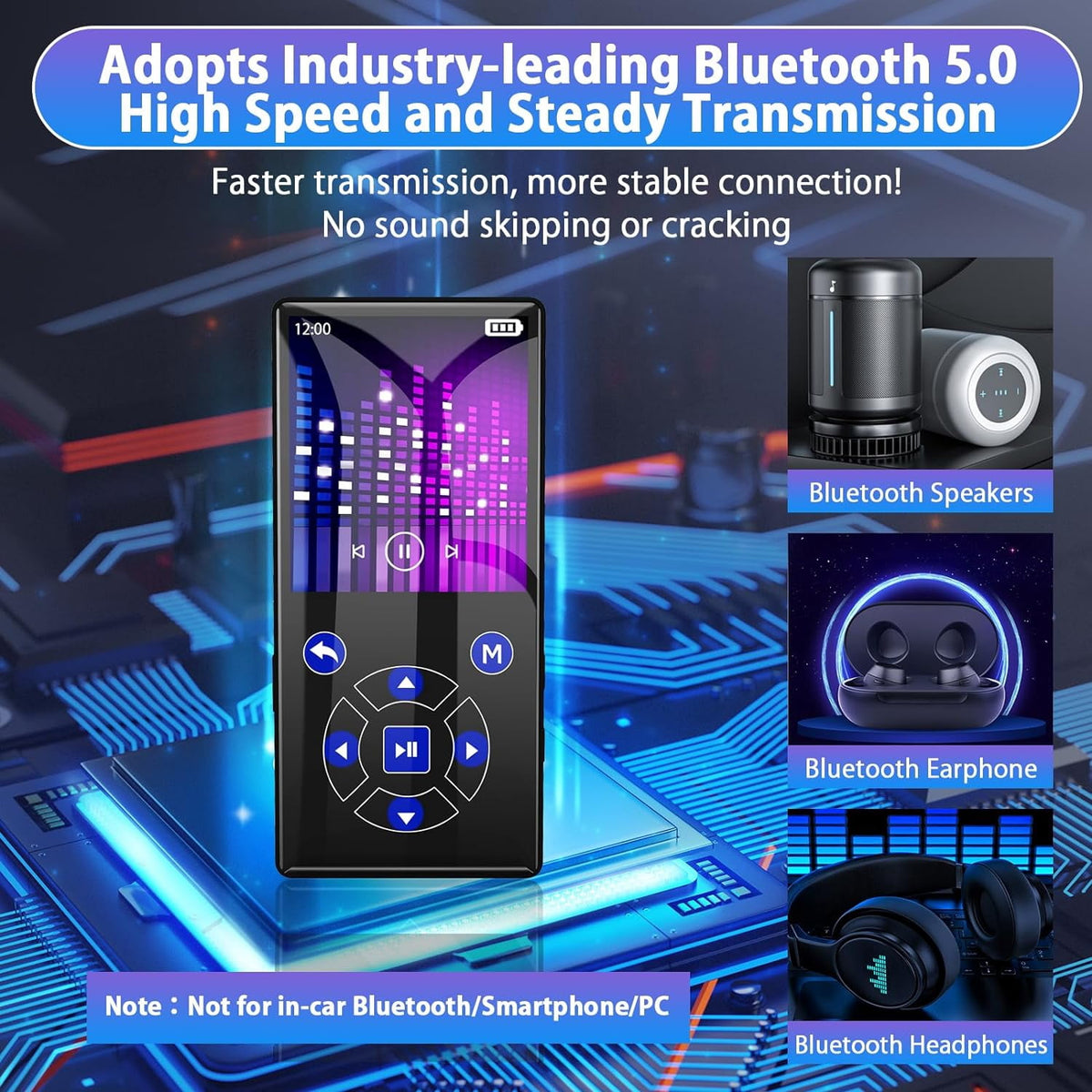 MUSICOZY 64GB MP3 Player Touch Screen Earphone Portable Digital Music Player Lossless HiFi Audio MP3 MP4 Player Support FM Radio/Video/Recorder/E-Book Supports up to 128GB for Studying Running