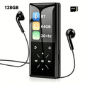 128GB Bluetooth MP3 Player - 2.4 Screen Portable HiFi Mp3 MP4 Player with Built-in Speaker Walkmen Music Player with Voice Recorder FM Radio Touch Buttons Study Player Support up to 256GB SD Card