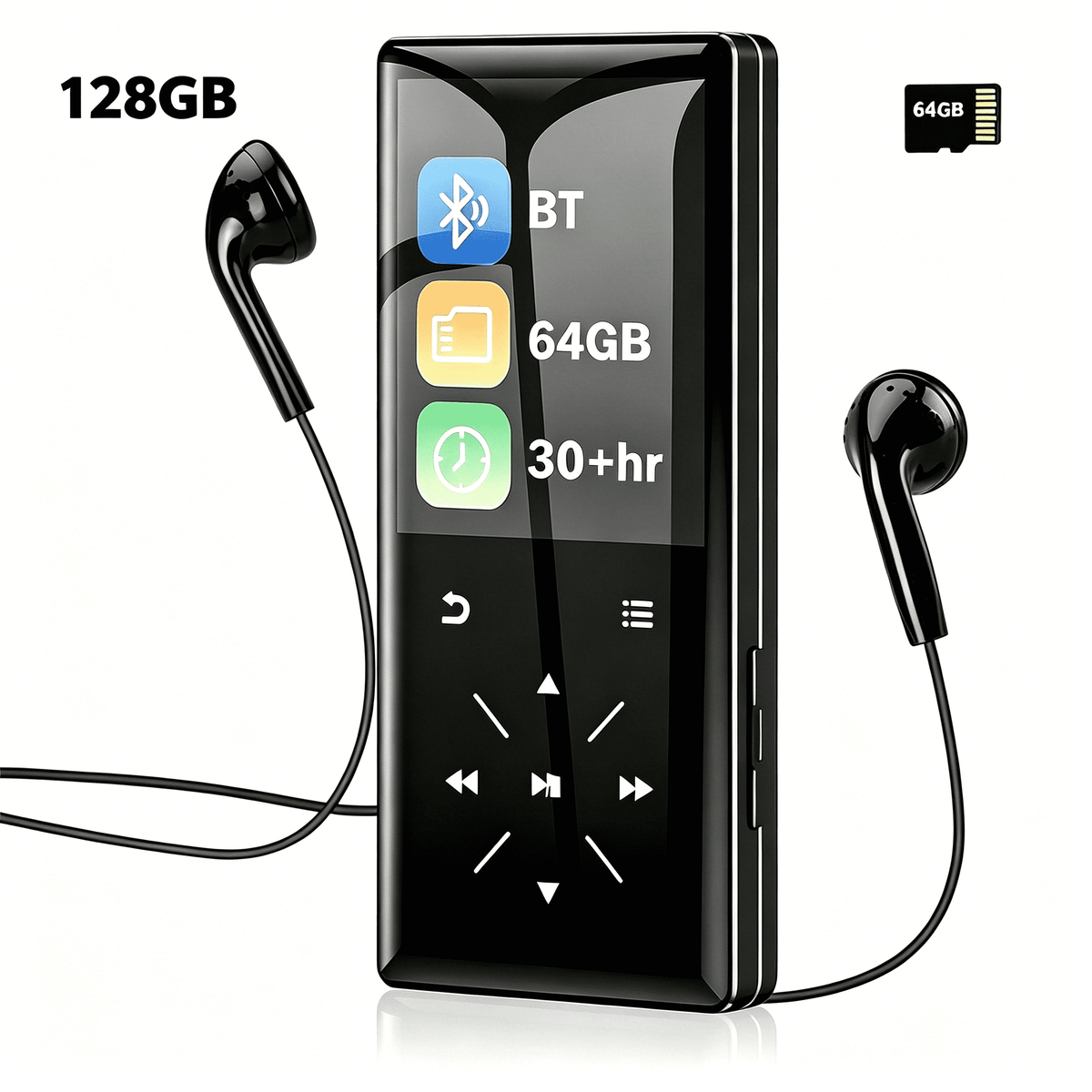 128GB Bluetooth MP3 Player - 2.4 Screen Portable HiFi Mp3 MP4 Player with Built-in Speaker Walkmen Music Player with Voice Recorder FM Radio Touch Buttons Study Player Support up to 256GB SD Card