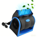 12V Car Dash Fan No Leaf Quiet Cooling Powerful RV Ventilation Squirrel Cage 2 Speed Electric Air Conditioner with Cigarette Lighter Plug for Auto SUV Vehicle Van