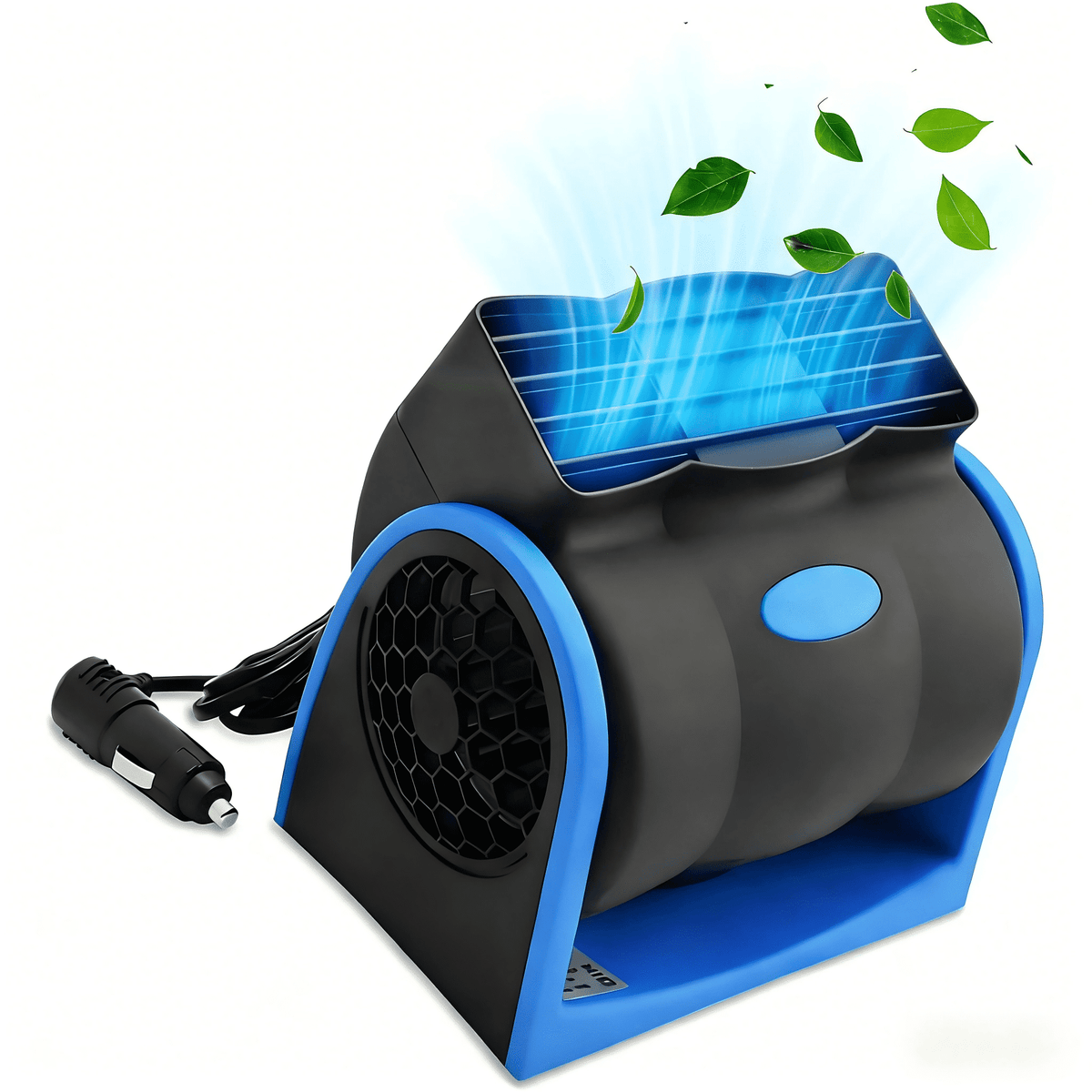 12V Car Dash Fan No Leaf Quiet Cooling Powerful RV Ventilation Squirrel Cage 2 Speed Electric Air Conditioner with Cigarette Lighter Plug for Auto SUV Vehicle Van