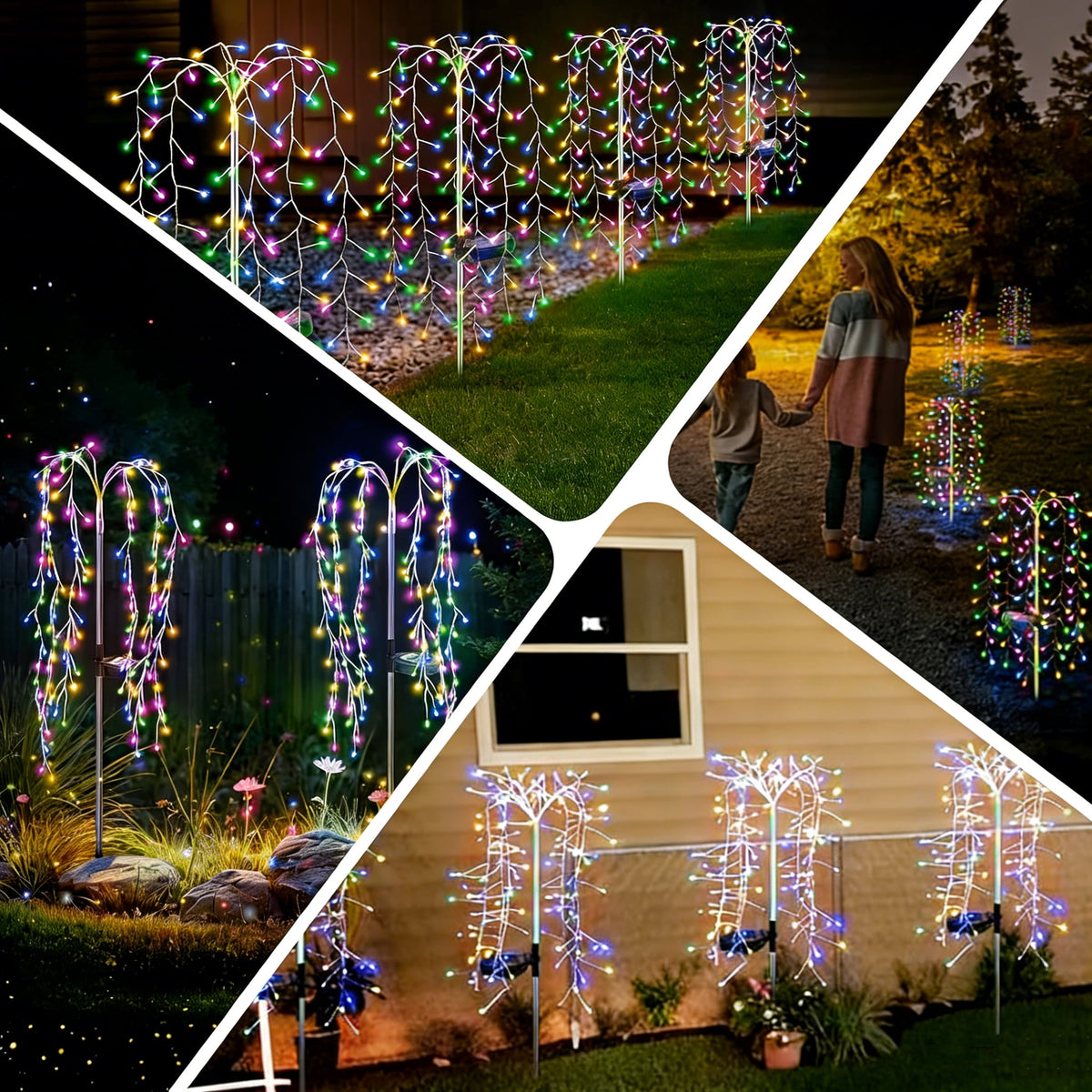 Solar Garden RGB Lights 240 LED Firework Lights Color Christmas Garden Light with Twinkling 2 Pack Fairy Swaying Landscape Light Outdoor Waterproof Path Light for Garden Yard Party Decoration Gifts