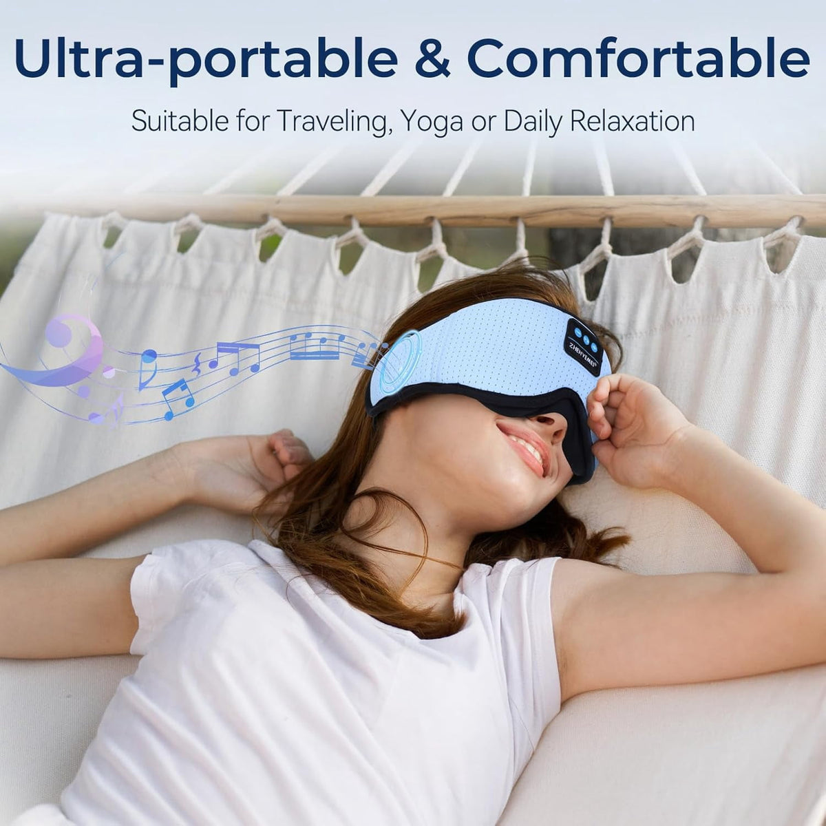 MUSICOZY White Noise Sleep Mask Headphones with 16 Soothing Sounds Bluetooth Sleep Mask 3D Wireless Music Sleeping Headphones for Side Sleeper Wireless Music Eye Mask with Timer Gifts for Men Women