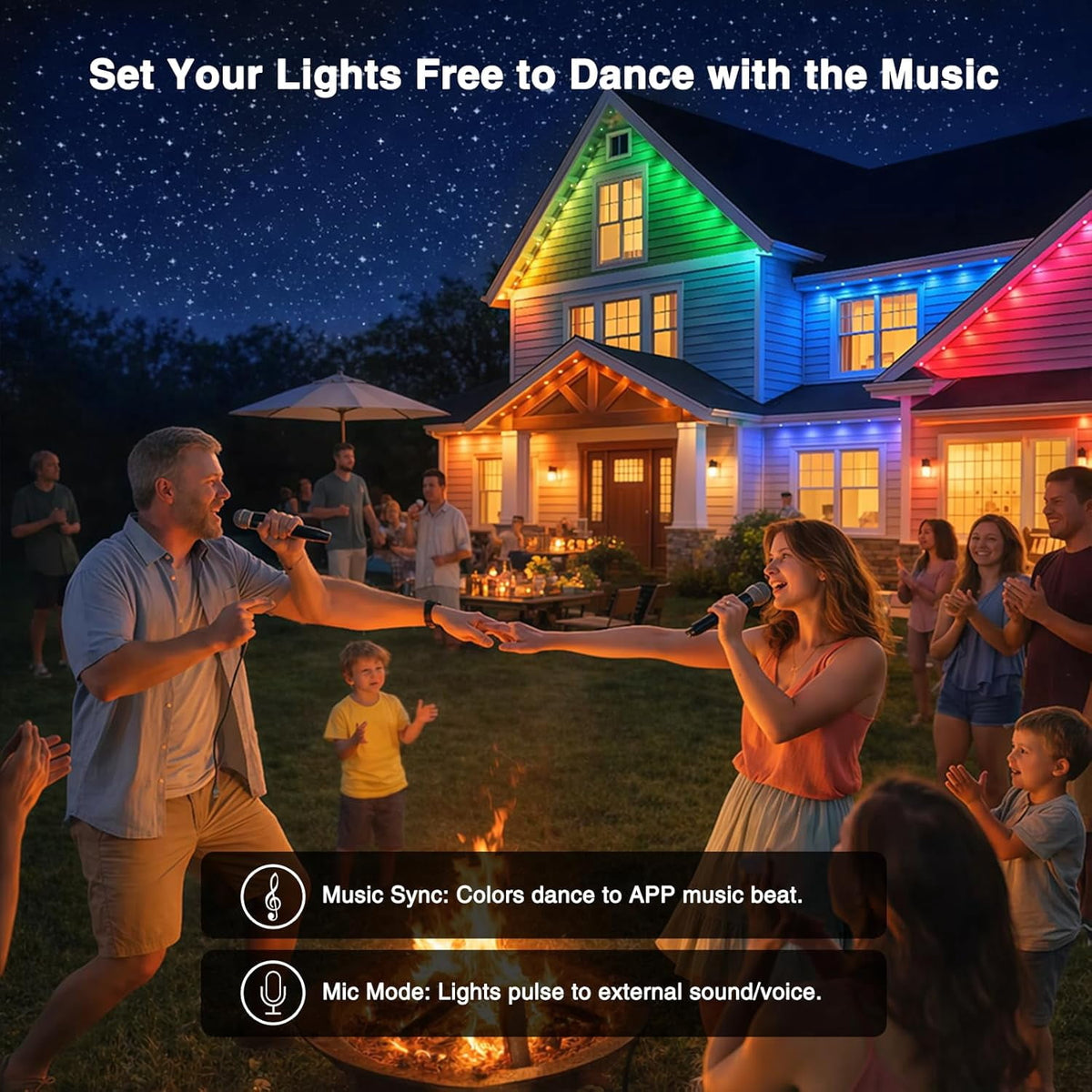 Permanent Christmas Outdoor Lights 98ft Smart RGBW Outdoor Eaves String Light with 36 LED Lights 16 Million Colors APP/Remote Control IP67 Waterproof Roof Lights for Halloween Christmas Party Decor