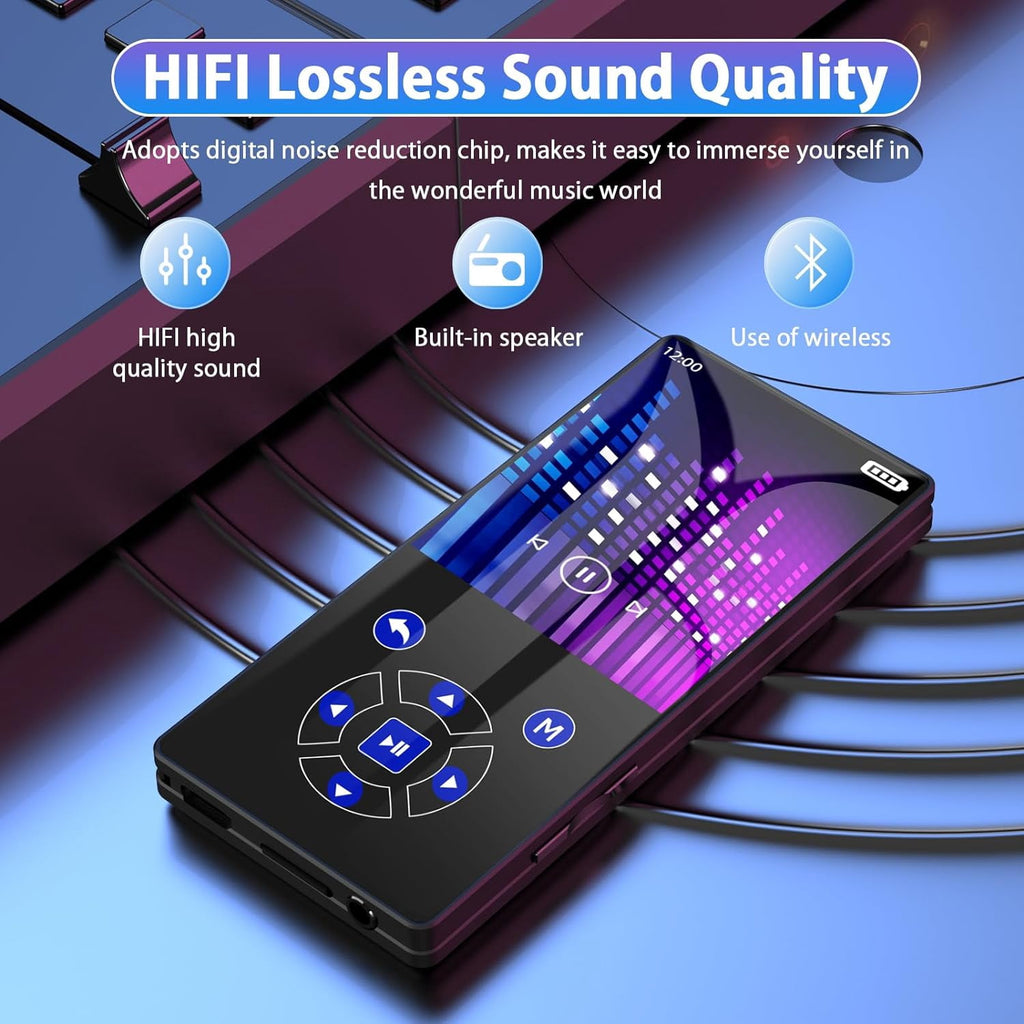 MUSICOZY 64GB MP3 Player Touch Screen Earphone Portable Digital Music Player Lossless HiFi Audio MP3 MP4 Player Support FM Radio/Video/Recorder/E-Book Supports up to 128GB for Studying Running