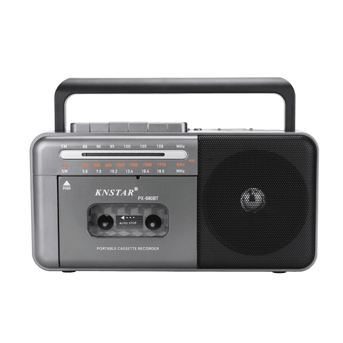 Cassette Tape Player Bluetooth Boombox Cassette Player AM/FM/SW Radio Stereo Tape Player/Recorder with Big Speaker and Earphone Jack USB/TF Card Player AC Powered or Battery Operated Grey