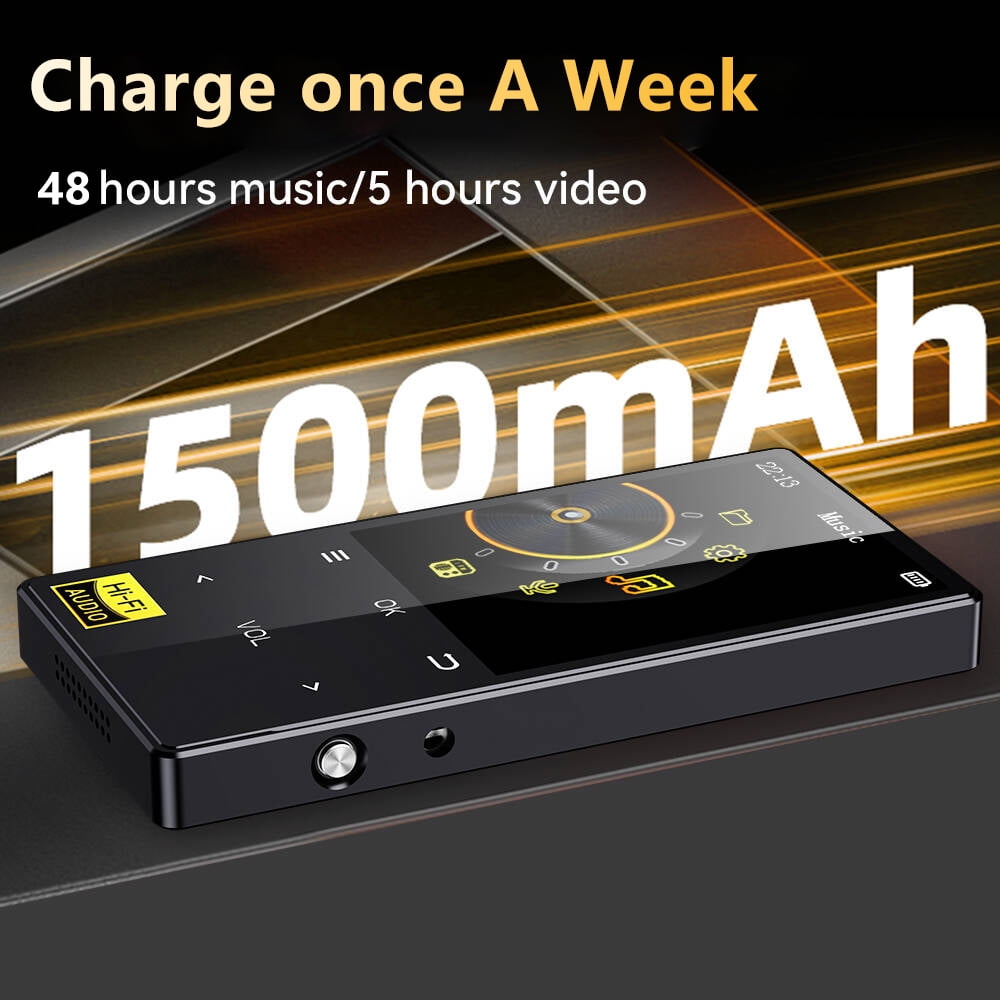 64GB MP3 Player with Bluetooth 5.4 Portable Lossless HiFi Sound Music Player with HD Speaker Digital Audio Player E-Book/Recorder/FM Radio Touch Buttons Support up to 128GB for Running Walking