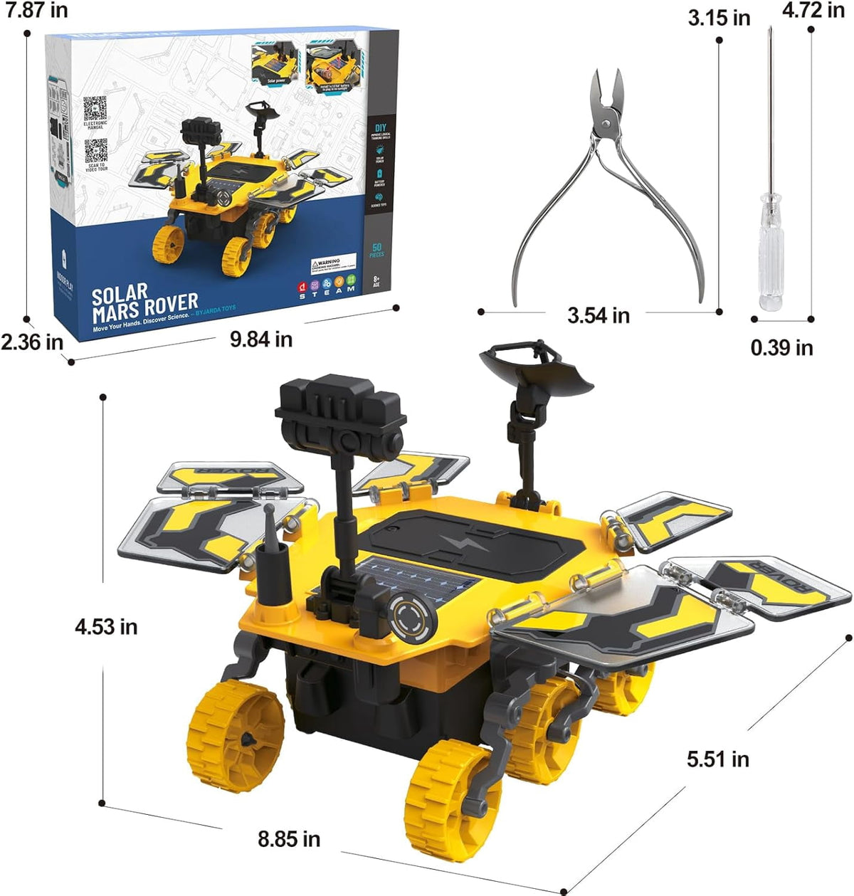 CEDQ Solar Robot Kit-Mars Rover STEM Educational Toys for Boys Ages 8-12 Kids Space Toys DIY Science Kit with Two Energy Modes Explore Solar Energy Toys as Birthday Gifts for 8 9 10 11 12 Years Old