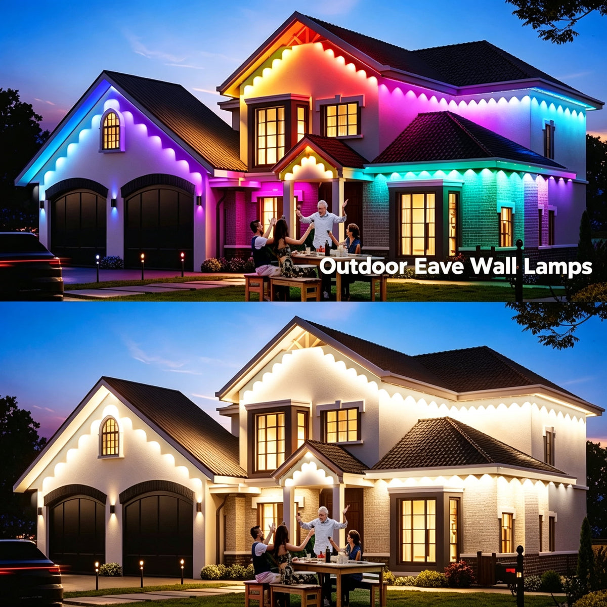 Permanent Outdoor Lights 197ft Smart RGBW Outdoor Eaves String Light with 72 LED Lights 16 Million Colors APP/Remote Control IP67 Waterproof Roof Lights for Holiday Halloween Christmas Party Decor