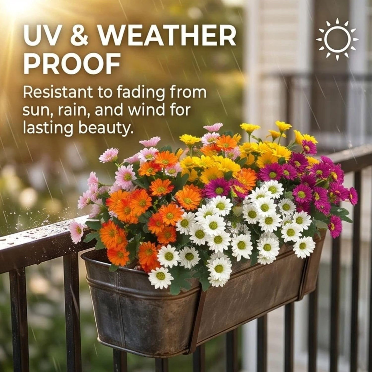 5-Pack Artificial Fall Flowers Fake Lifelike Mums for Outdoors UV Resistant Silk Daisy Floral Faux Mum Plants Fake Bushes for Year-Round Porch Garden Yard Porch Patio Decor Home Decor Indoor Outside