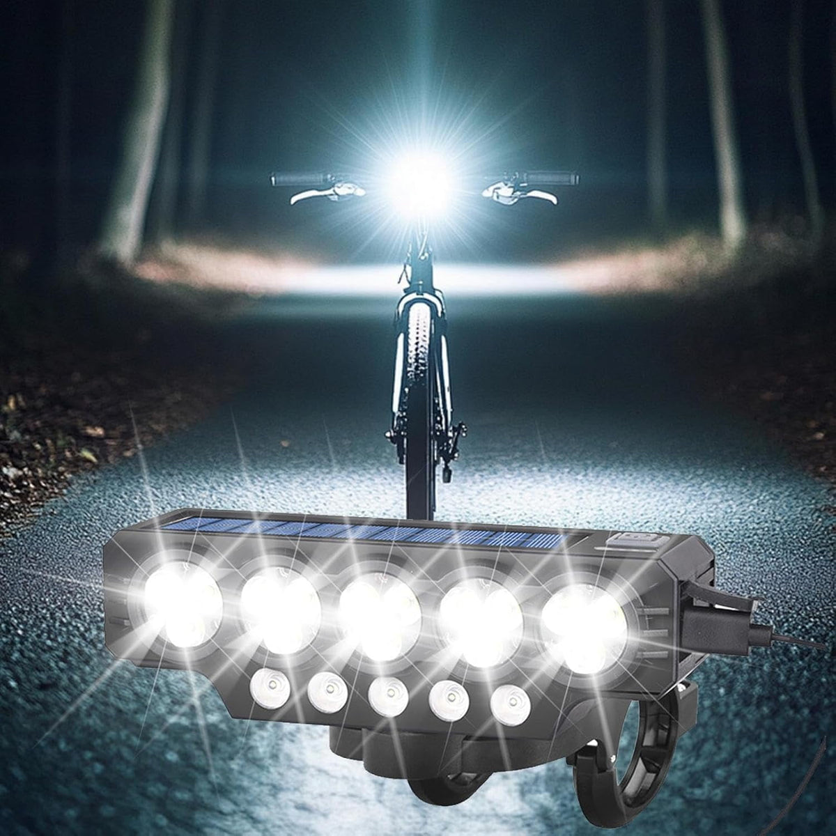 MUSICOZY 20000LM Super Bright Bike Headlight-Rechargeable Solar LED Cycling Lamp