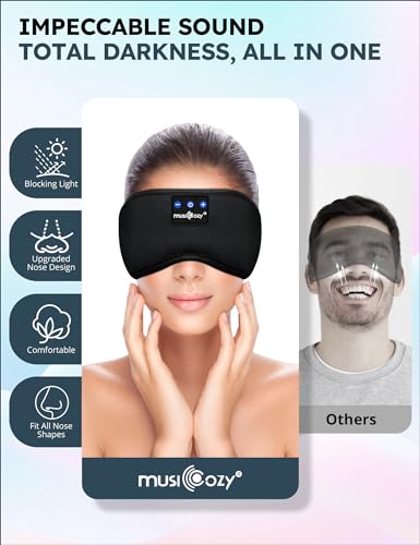 MUSICOZY Sleep Headphones  Bluetooth 5.2 Sleep Mask Headband Headphones Sleeping Eye Mask  Wireless Music Earbuds Earphones with HD Headphones Ultra-Thin Stereo Speakers for Side Sleepers