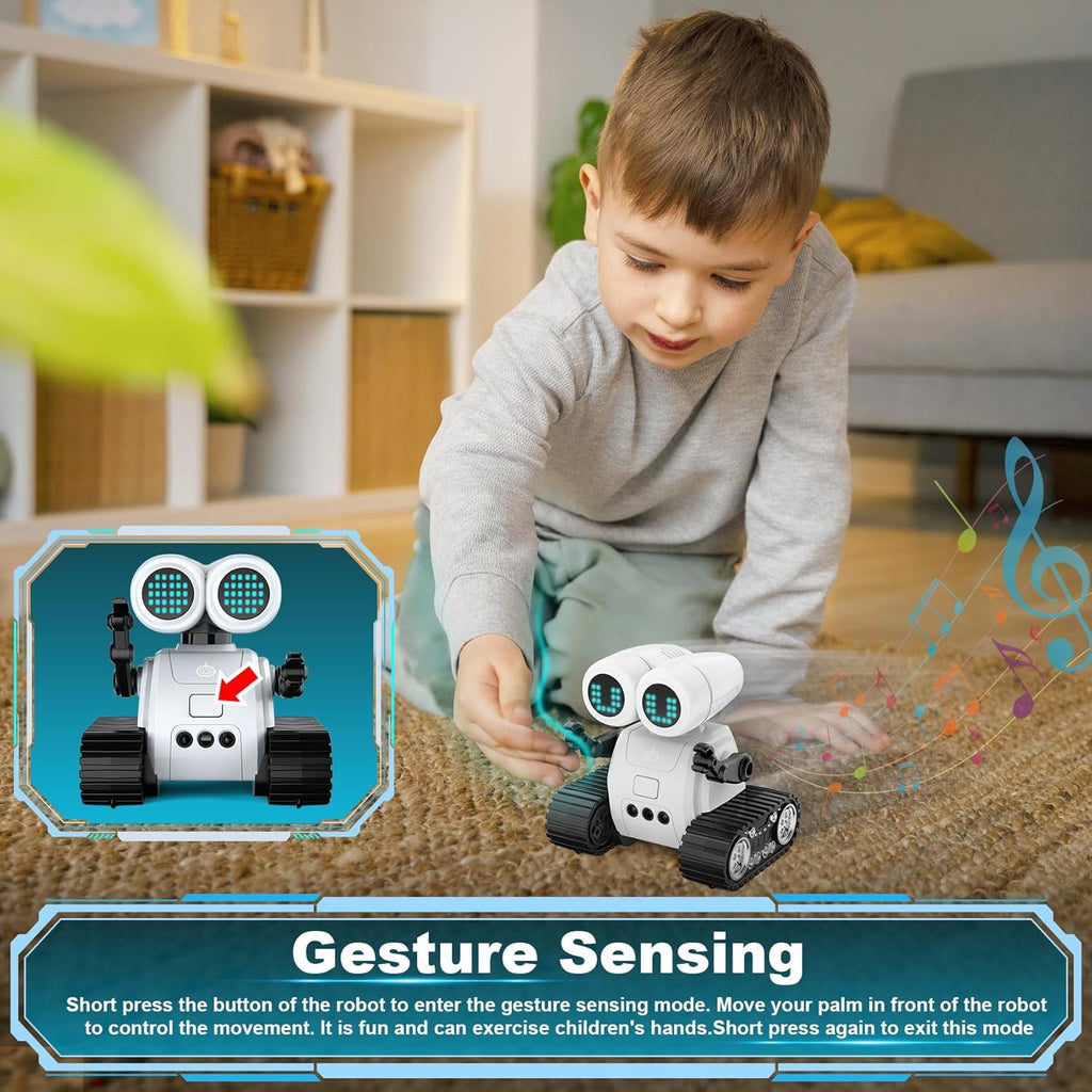 Robot Toys for 3 Years Boys Girls- Robots with Walkie Talkie Function Gesture Sensing Flexible Head & Arms Programming Motion Dance Moves Music & LED Eyes Kids Remote Control Robot Toys Gifts