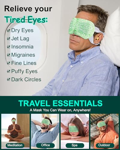 16 Packs Steam Eye Masks for Dry Eyes  SPA Warm Eye Mask  Relief Eye Fatigue Hot Sleep Eye Mask for Puffy Eyes Mask  Disposable Moist Heating Compress Pads for Sleeping Unscented3