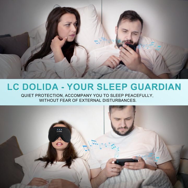 Sleep Headphones  3D Sleep Mask Bluetooth Wireless  Sleeping Headphones for Side Sleepers Sleep Eye Mask Music Weighted Sleeping Mask Meditation Gifts for Men Women (Black)