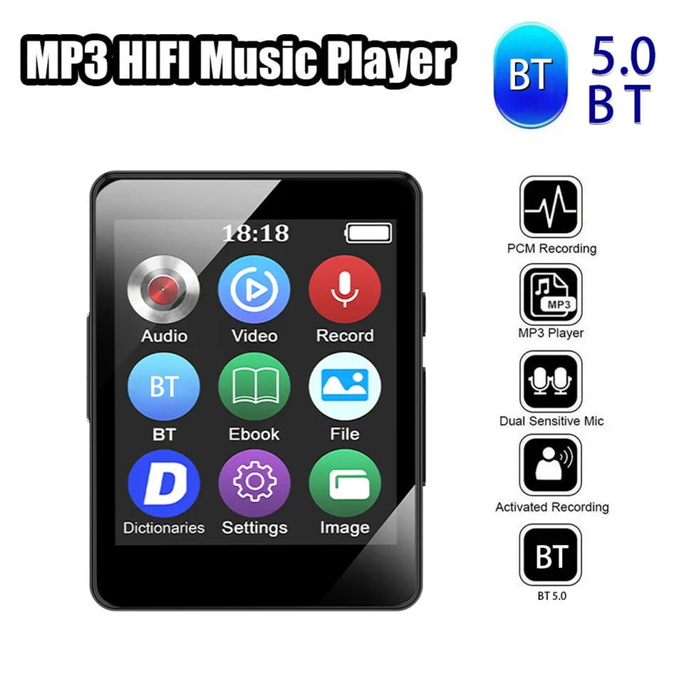 32GB MP3 Player Mini Digital Walkmen Portable MP4 Bluetooth Stereo Speaker HiFi Music Player Multifunction MP3 with Recording E-Book Alarm Clock Video Photo Supports up to 128GB Running Walking