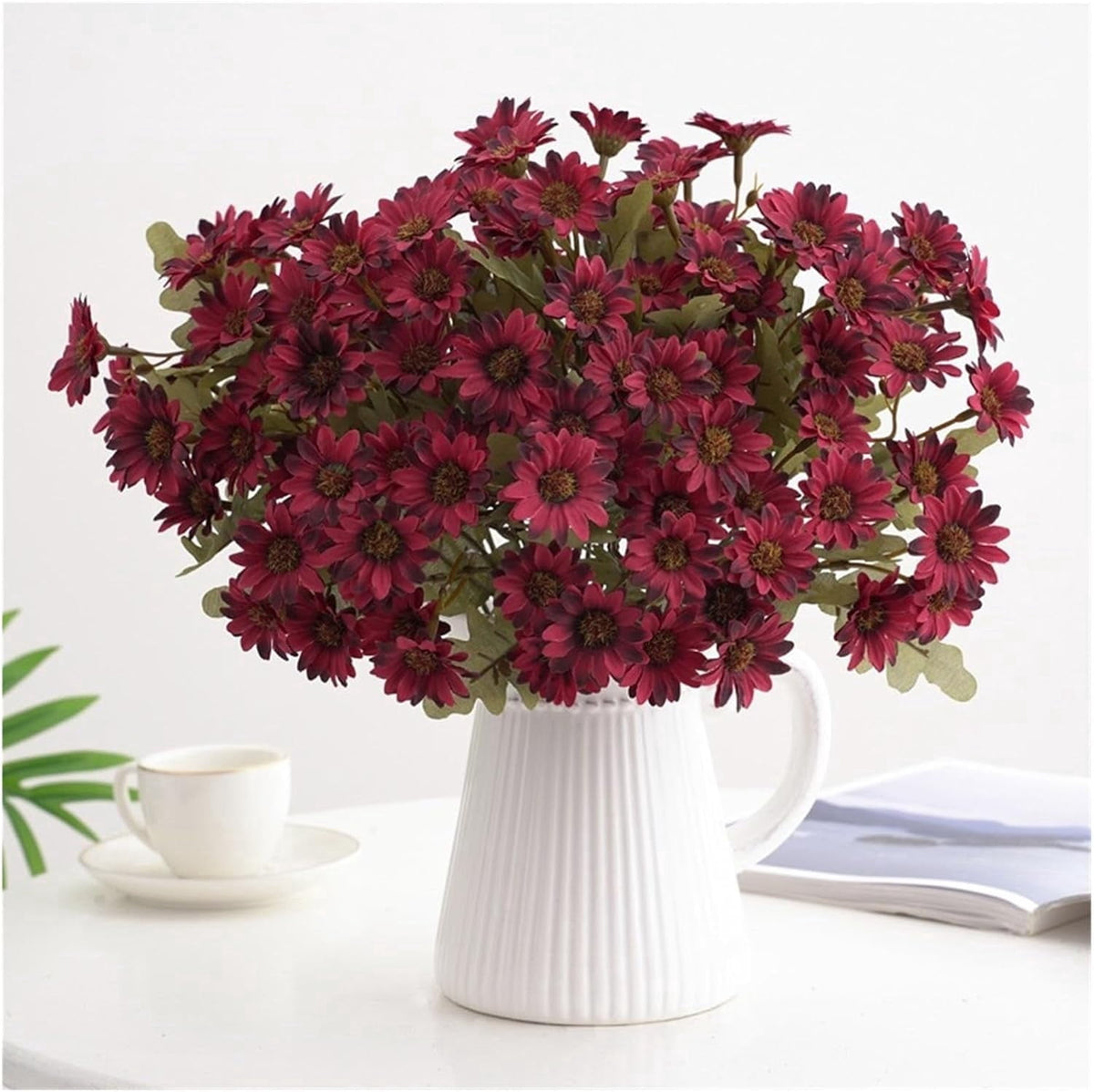 5-Pack Artificial Fall Flowers Fake Lifelike Mums for Outdoors UV Resistant Silk Daisy Floral Faux Mum Plants Fake Bushes for Year-Round Porch Garden Yard Porch Patio Decor Home Decor Indoor Outside