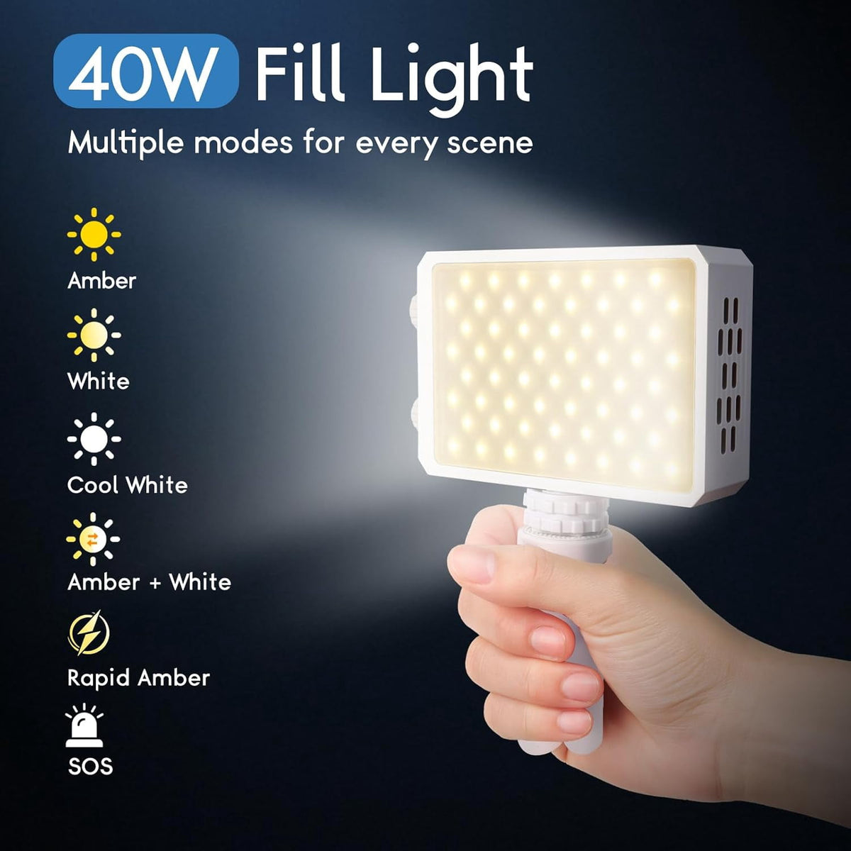 MUSICOZY 40W Portable LED Video Light Bi-Color Camera Light 8000 Lumens Pocket-Sized Selfie Fill Light 2500–9000K CRI/TLCI≥95 Tripod LED DSLR Photography Lighting Panel for YouTube/TikTok/Vlogging