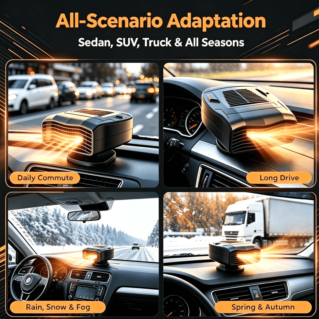 Portable Car Heater 2 in 1 Fast Heating Cooling Auto Fan 12V/140W Windshield Defogger Window Defroster 360 Degree Rotation Automobile Defogger Fan Car Heater Cigarette Lighter Plugs for Car Trucks