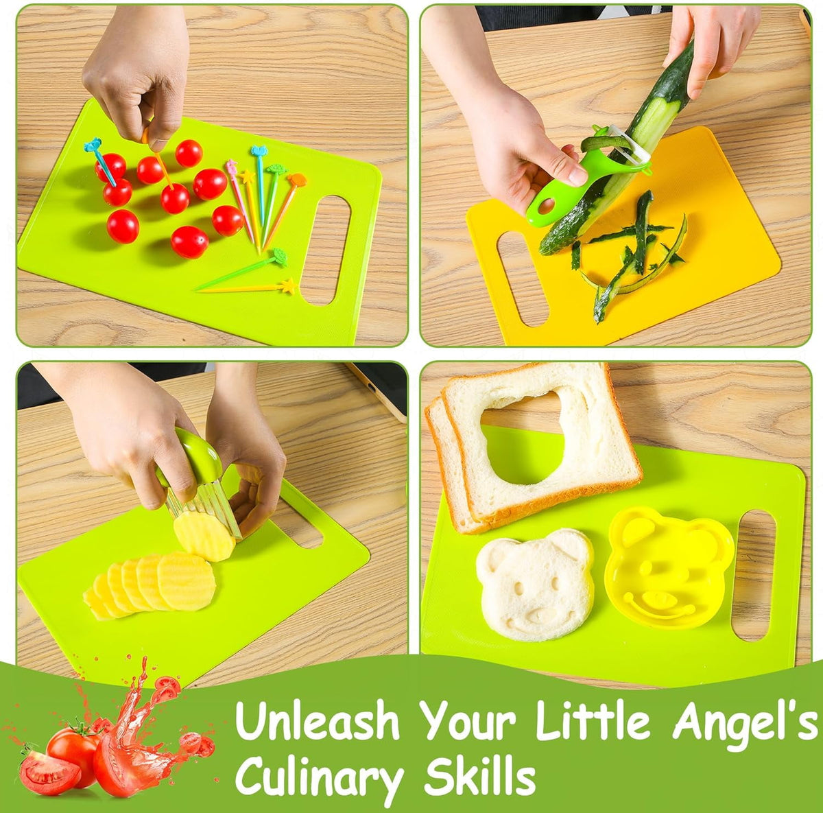 Kids Safe Knife Toys Set Toddler Kitchen Set for Real Cooking 45 PCS Toddler Montessori Kitchen Tool Toy for Girl Boy Age 2-10 Gifts for 2 3 4 5 6 7 8 9 10 Year Old Girl Boy Birthday Christmas