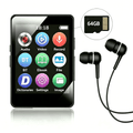 64GB MP3 Player Mini Digital Walkmen Portable MP4 Bluetooth Stereo Speaker HiFi Music Player Multifunction MP3 with Recording E-Book Alarm Clock Video Photo Supports up to 128GB Running Walking