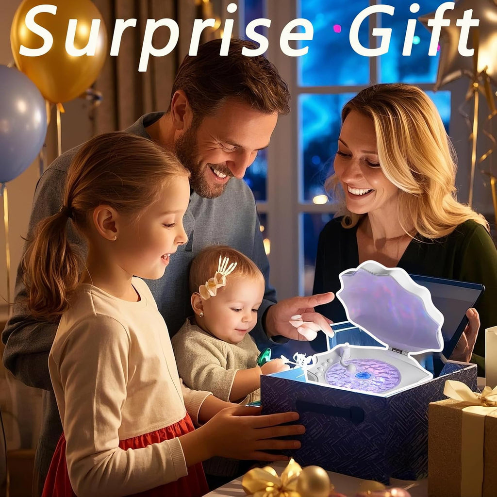 MUSICOZY Waves Vinyl Bluetooth Speaker with Mood Lamp Shell Ocean Wave Projector Light 7 Colors Waves Night Light for Bedroom Living Office (Purple)