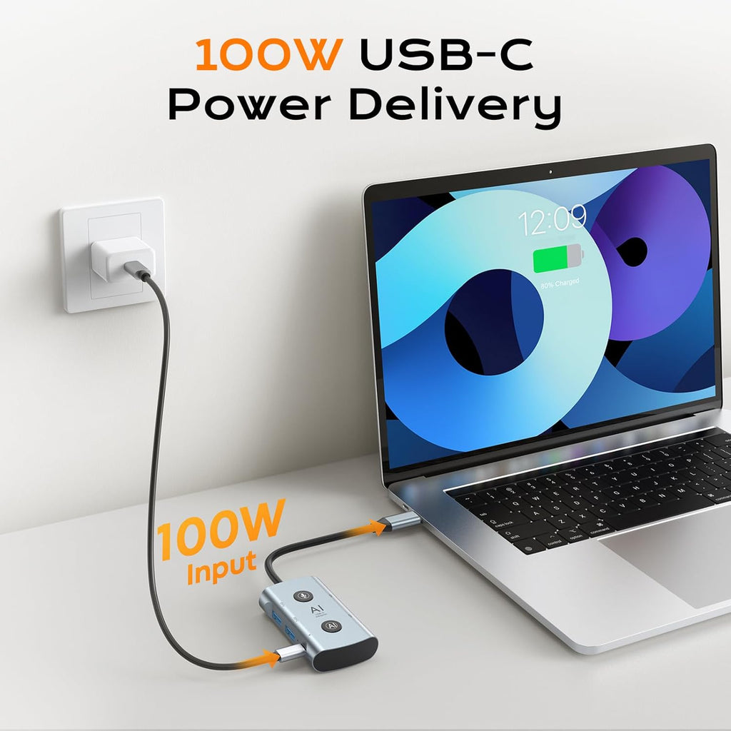 7-in-1 AI Laptop Docking Station with Dual Monitor  TOPOINT USB C Hub with AI Voice Transcription  Translation  Smart Office Tools  2 USB 3.0  100W PD for Home Office Remote Work Business Travel