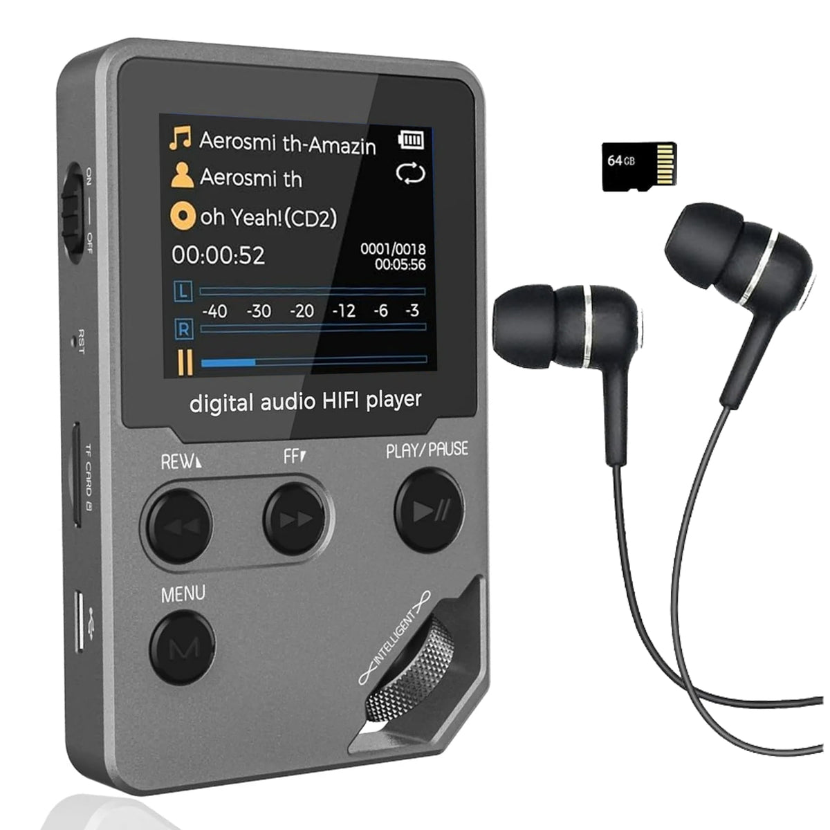 72GB Lossless MP3 Player MP4 Music Player Full Body Zinc Alloy Professional Level Music Player with BT 5.0 Earphones Photo/Video Play/FM Radio/Voice Recorder/E-Book Reader HiFi Sound Ideal for Sport
