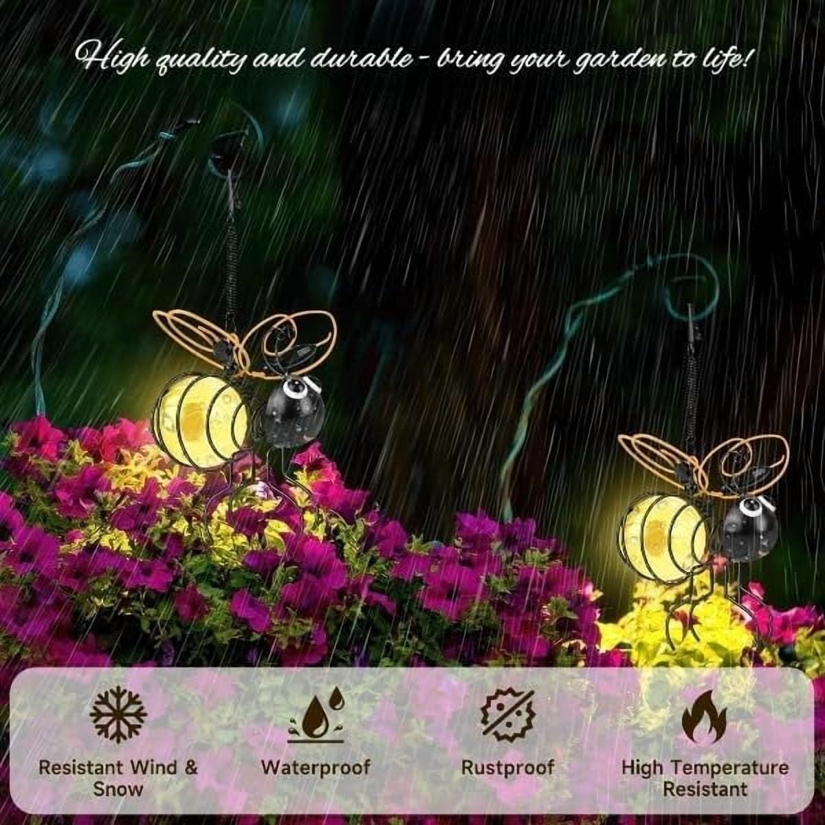 XEAZON Solar Bees Lights Outdoor Hanging Bee Solar Garden Light Garden Solar Bees Simulation Lights Waterproof Bumble Bees Solars Light for Party Festivals Garden Decor Birthday Gifts (3pcs)