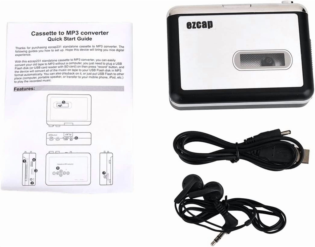 Portable Walkmen Cassette Player Best Overall Standalone USB Cassette to MP3 Converter Audio Music Cassette Tape to Digital Converter Player (White)