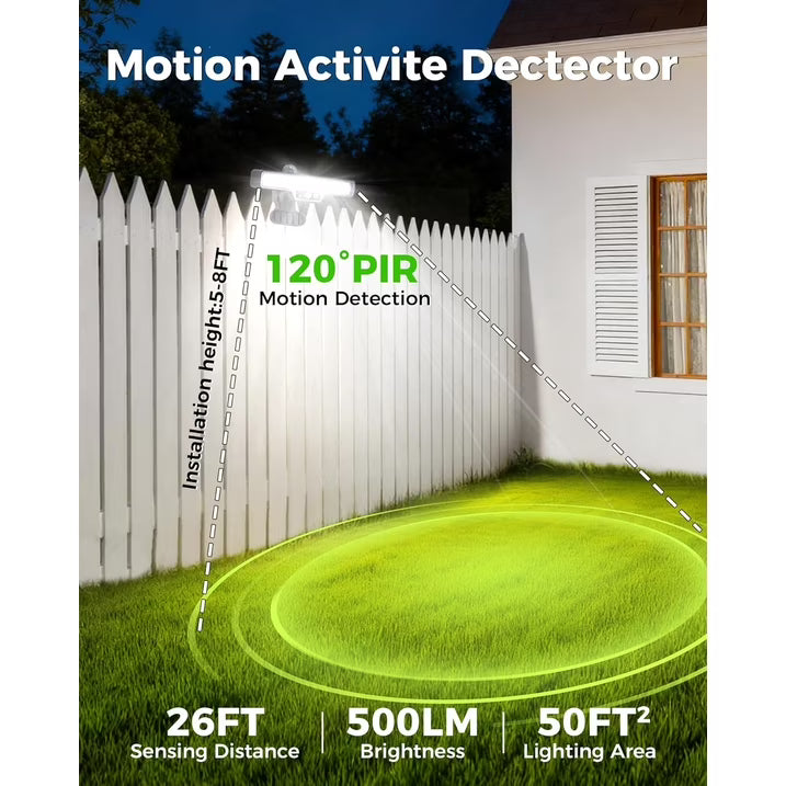Clip on Solar Lights Waterproof,50LED Solar Motion Light Outdoor,Portable 500LM Bright Motion Lights for Outside,6000K Security Solar Light for Chain
