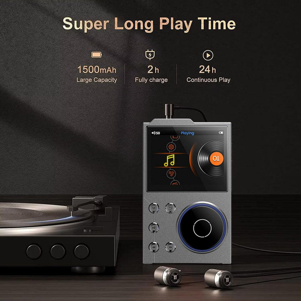 MUSICOZY 80GB MP3 Player with Bluetooth 5.3 Lossless DSD FLAC HD HiFi Portable Digital Music Player with FM Radio Recording 2.4in HD Screen Music Mp3 Player 10H Music Playback 128GB Support
