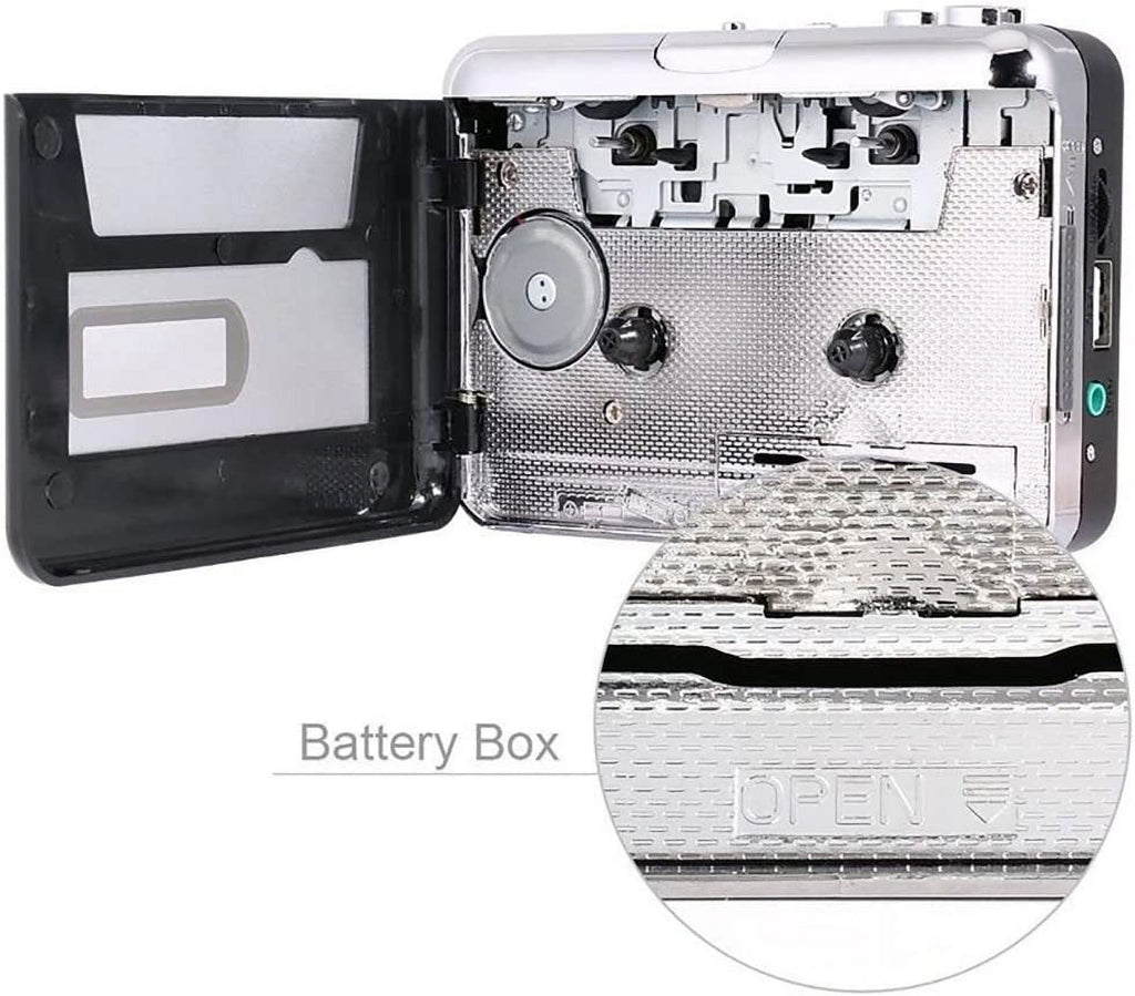 Portable Walkmen Cassette Player Best Overall Standalone USB Cassette to MP3 Converter Audio Music Cassette Tape to Digital Converter Player (White)