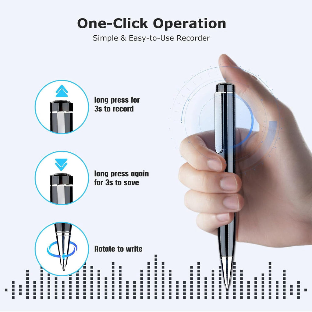 64GB Digital Voice Recorder Audio Recorder Pen with 25H Battery Life Playback & Voice Activation Recording Device Voice Activated Recorder with AI Noise Reduction for Lectures/Meetings/Interviews