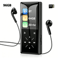 96GB Bluetooth MP3 Player - 2.4 Screen Portable HiFi Mp3 MP4 Player with Built-in Speaker Walkmen Music Player with Voice Recorder FM Radio Touch Buttons Study Player Support up to 256GB SD Card