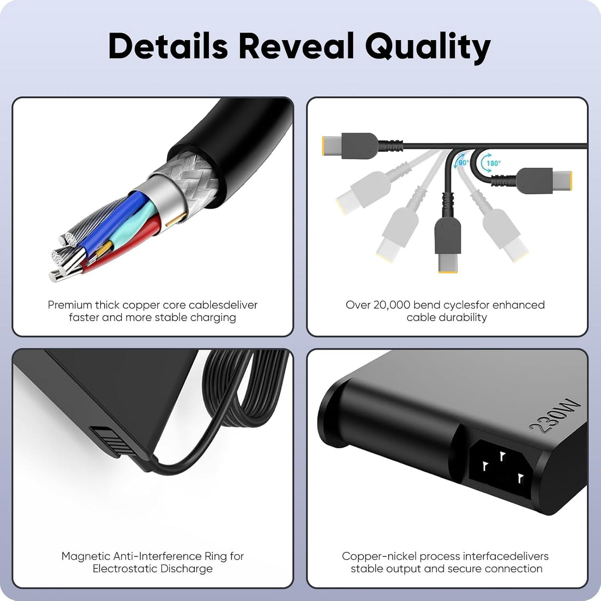 230W Laptop Charger Replacement for Lenovo Legion:5 7 5P C7 S7 Y540 Y545 Y740 Y730 Y900 Y910 Y920 Y7000 Y7000P ThinkPad P15 P16 P73 P72 P71 P53 P52 LOQ 15IRX9 AC Power Adapter Laptop Power Supply