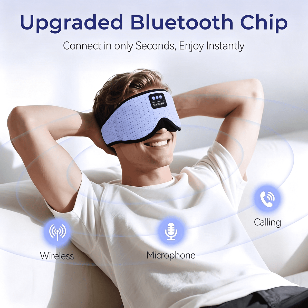 MUSICOZY White Noise Sleep Mask Headphones with 16 Soothing Sounds Bluetooth Sleep Mask 3D Wireless Music Sleeping Headphones for Side Sleeper Wireless Music Eye Mask with Timer Gifts for Men Women