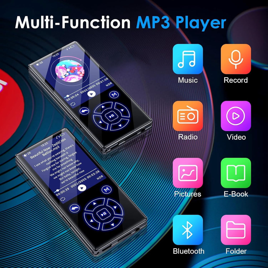 MUSICOZY 32GB MP3 Player Touch Screen Earphone Portable Digital Music Player Lossless HiFi Audio MP3 MP4 Player Support FM Radio/Video/Recorder/E-Book Supports up to 128GB for Studying Running