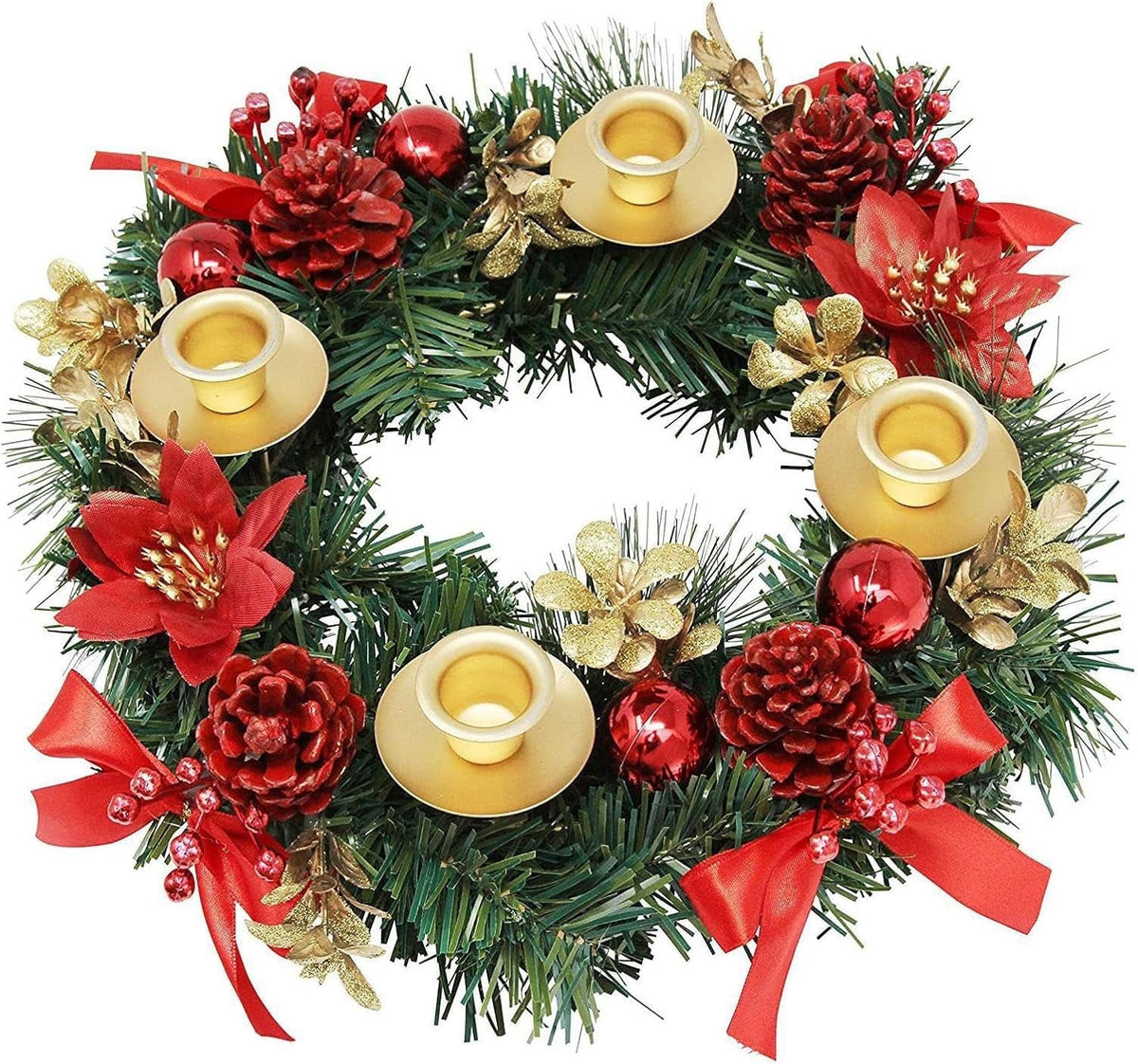 Christmas Advent Wreath Candle Holder Christmas Wreath Decorations 4 Candle Rings Wreaths Xmas Flame Retardant Candle Holder Holiday Wreaths for Home Church Christmas Wedding Table Dinner Party Decor