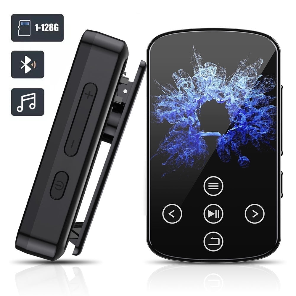 MP3 Player Bluetooth 5.4 MP4 Music Player with 64GB SD Card Portable HIFI Sports Music Player with Clip Touch Screen Button Voice Recorder FM Radio E-Book Support up to 128GB for Running Walking