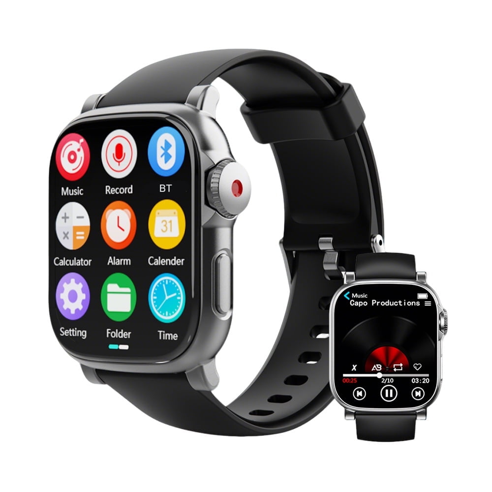 MP3 Player Sports Watch 32GB Bluetooth Music Player 2.0 Touch Screen MP3 MP4 Player Build-in Speaker/Photo/Video Play/Voice Recorder/E-Book Reader Supports up to 128GB for Kids Running Walking