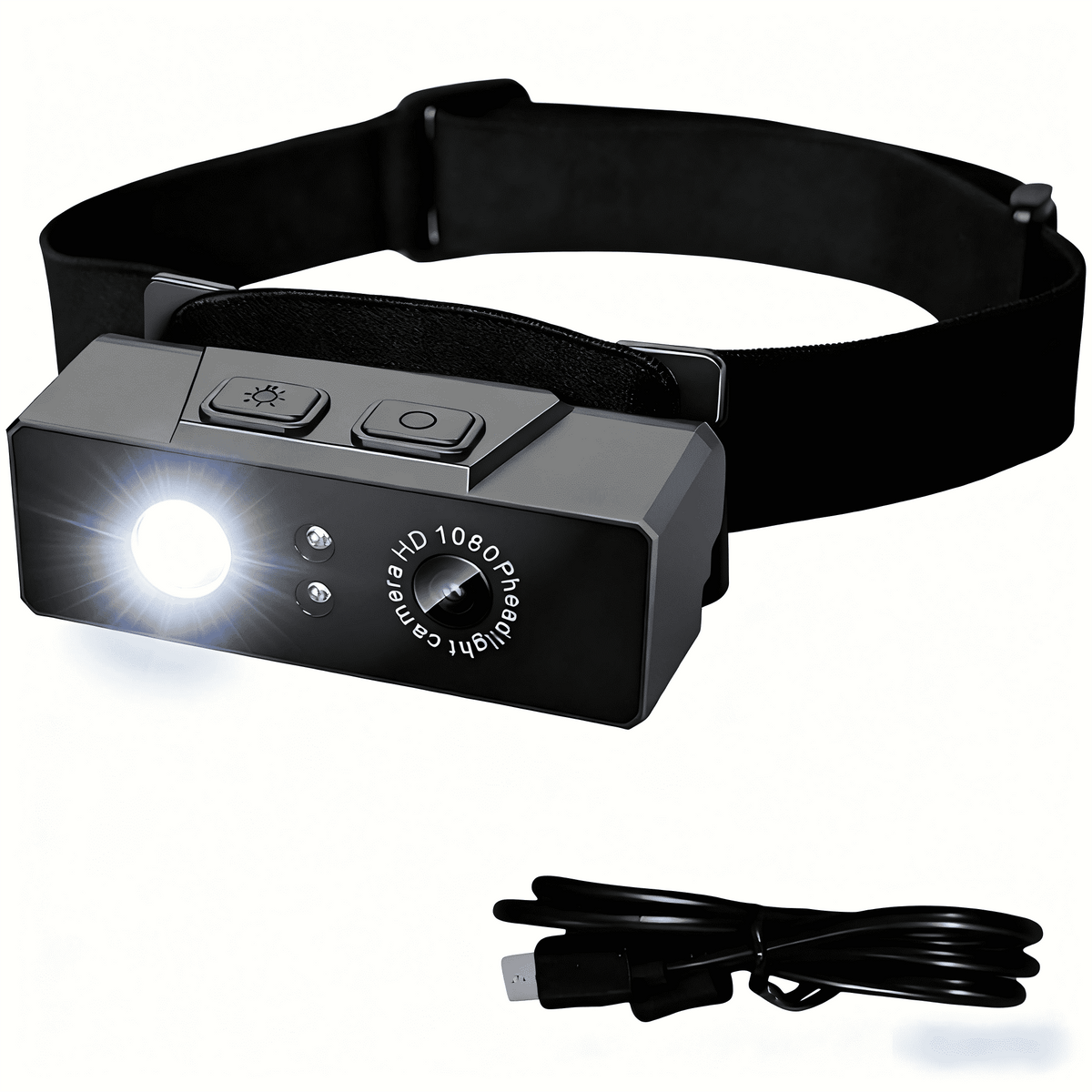 MUSICOZY 1080P HD Sports Camera Adjustable Head Camera for Recording with 3W LED Light & Headlamp Video Recorder Smart Sensor Portable Action Camera Body Video Camera for Outdoor Night Sport