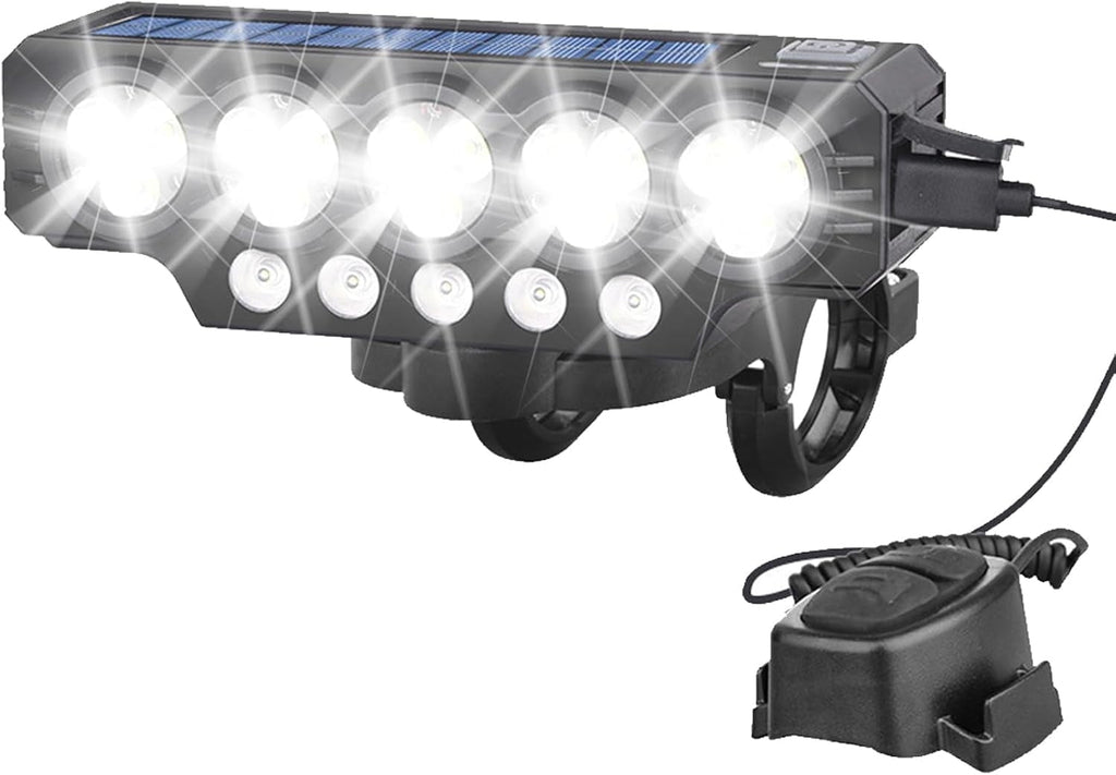 MUSICOZY 20000LM Super Bright Bike Headlight-Rechargeable Solar LED Cycling Lamp