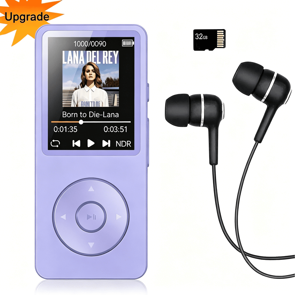MUSICOZY MP3 Player with Bluetooth and 32GB Hi-Fi Music Player with Built-in Speaker Earphones Voice-Activated Recording MP3 Players with FM/E-Book/Video Supports up to 128GB for Kids Running Walking