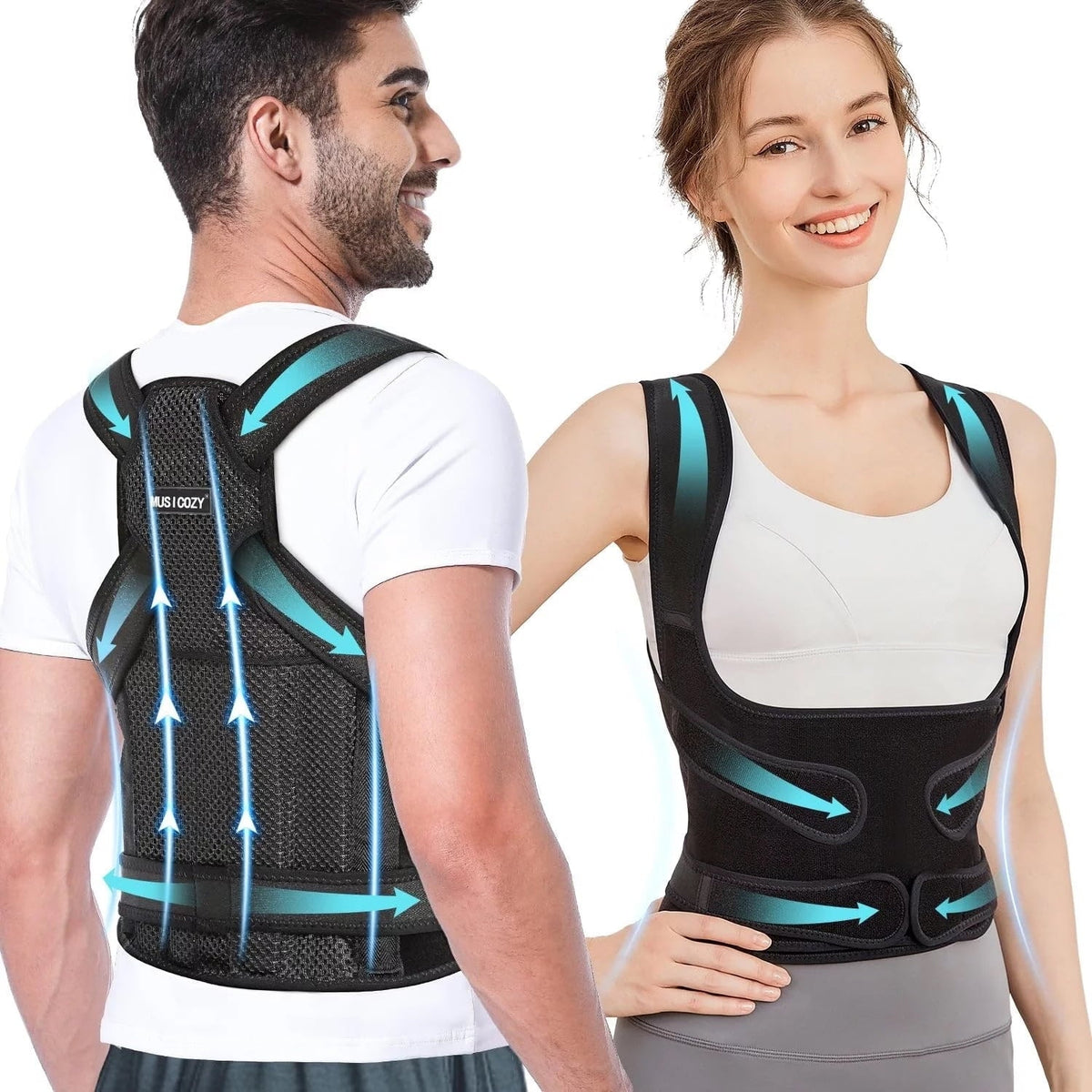 MUSICOZY Back Brace Posture Corrector for Women and Men  Back Straightener Posture Corrector  Scoliosis and Hunchback Correction  Back Pain  Spine Corrector  Support  Adjustable Posture Trainer  Small