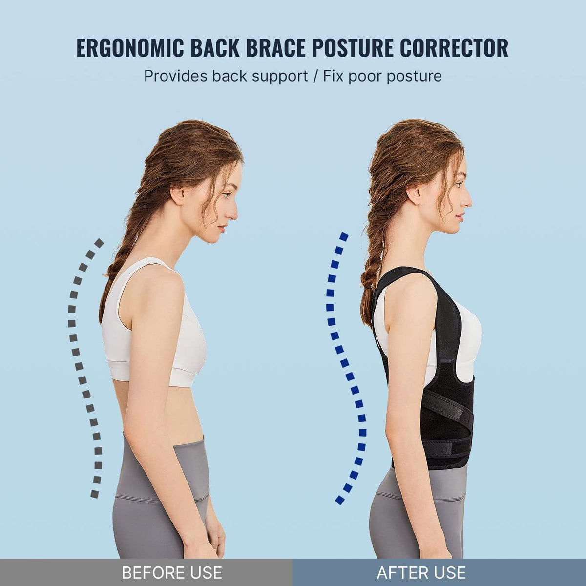 MUSICOZY Back Brace Posture Corrector for Women and Men  Back Straightener Posture Corrector  Scoliosis and Hunchback Correction  Back Pain  Spine Corrector  Support  Adjustable Posture Trainer  Small